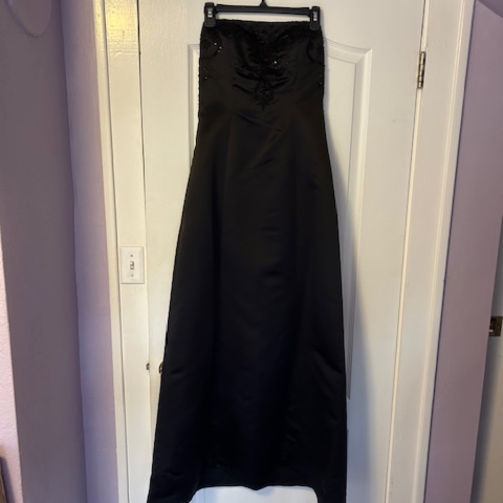 Bill Levkoff long black strapless dress - size 10
